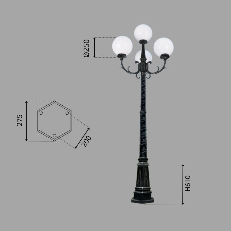 Thông số chi tiết đèn trụ sân vườn CT11