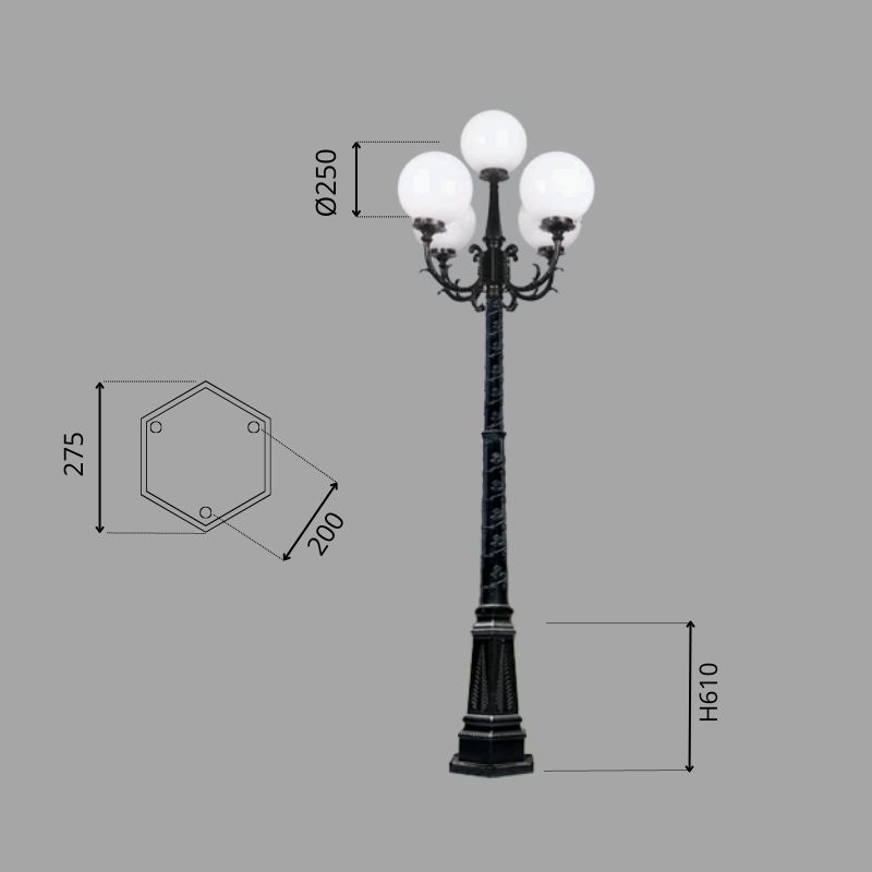 Thông số kỹ thuật đèn trụ sân vườn CT12