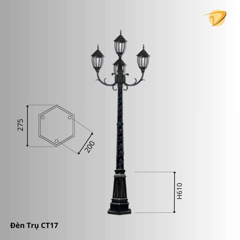 Thông số chi tiết đèn trụ sân vườn CT17